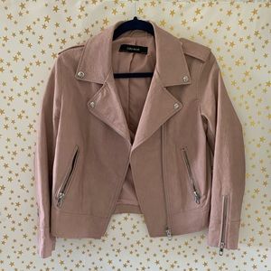 NEW Zara Pink Leather Moto Jacket